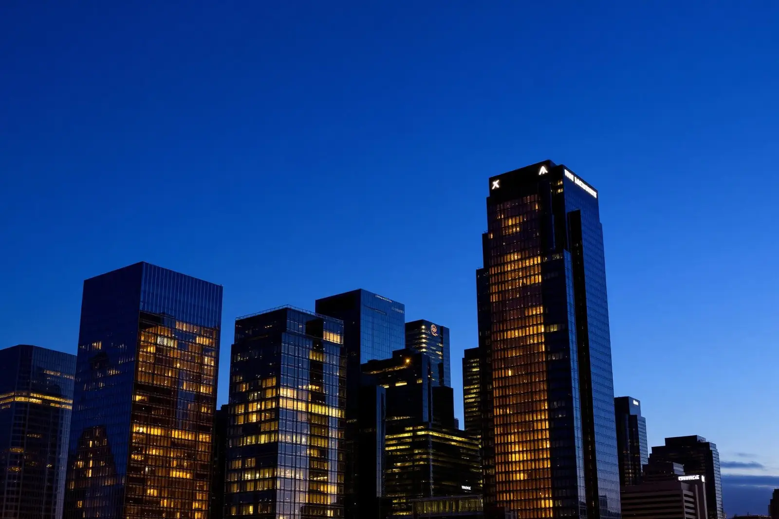 Dallas downtown skyline at dusk